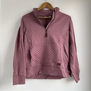 L.L. Bean Quilted Half-Zip Hoodie in Mauve